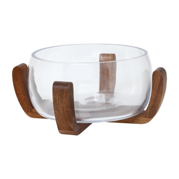 CRYSPO TRIO Σαλατιέρα Γυάλινη-Ξύλινη Ακακίας 22x11εκ. Cryspo Trio 65.000.221 (Υλικό: Ξύλο) - CRYSPO TRIO - 65.000.221